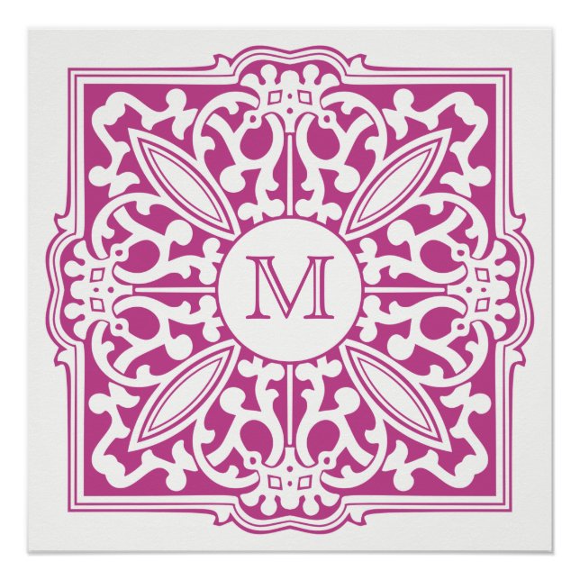 YOUR MONOGRAM in decorative frame custom poster (Front)
