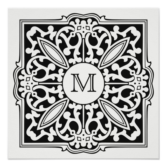 YOUR MONOGRAM in decorative frame custom poster (Front)