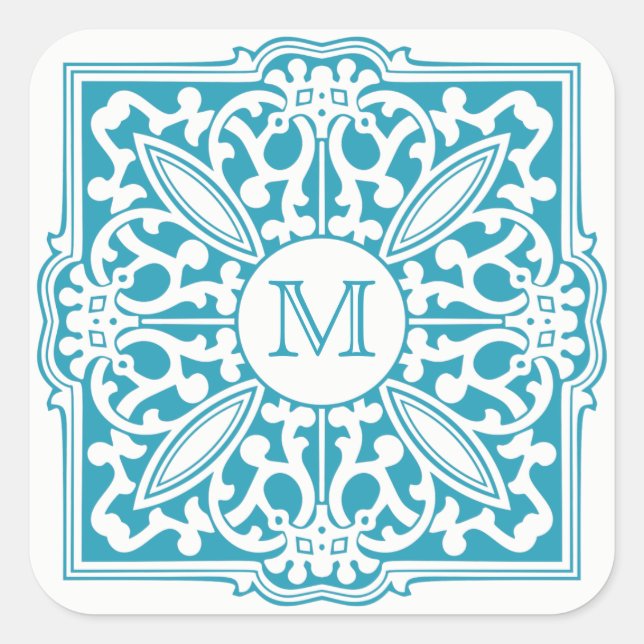 YOUR MONOGRAM in decorative frame custom stickers (Front)