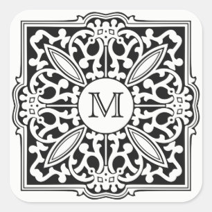 YOUR MONOGRAM in decorative frame custom stickers