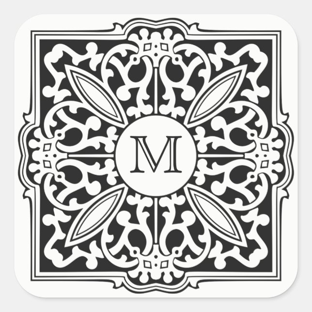 YOUR MONOGRAM in decorative frame custom stickers (Front)