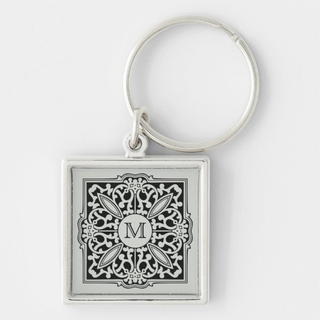 YOUR MONOGRAM in decorative frame key chain (Front)