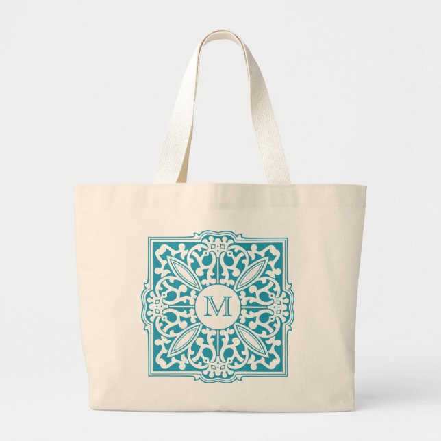 YOUR MONOGRAM in decorative frame tote bags (Front)