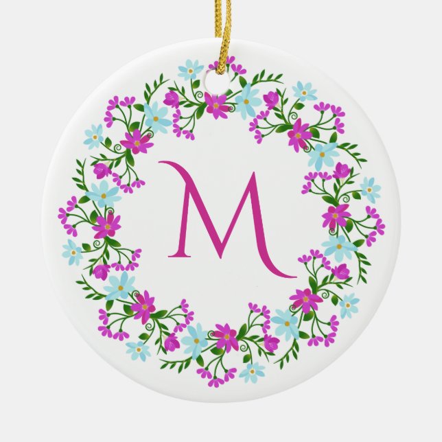 Your Monogram in Flower Frame ornament (Front)