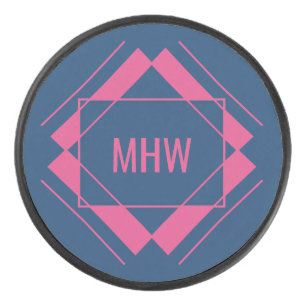 Your Monogram in Geometric Pattern hockey puck