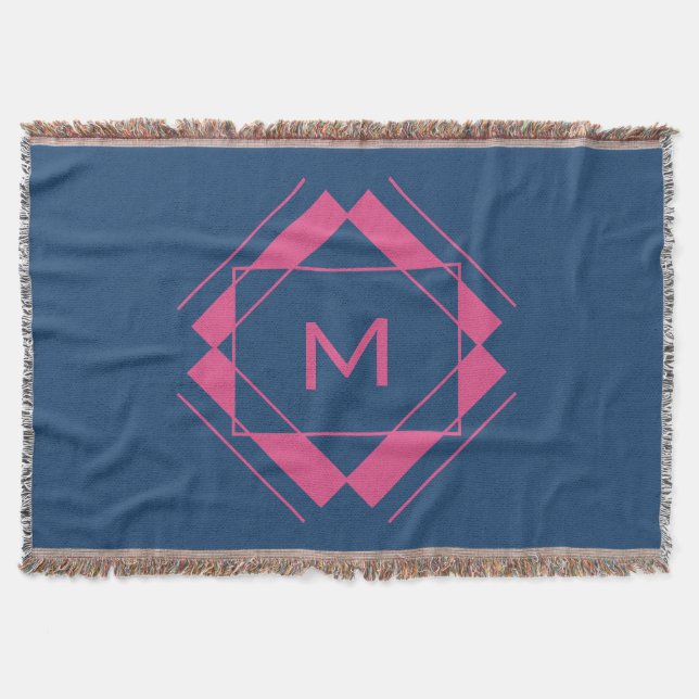 Your Monogram in Geometric Pattern throw blanket (Front)