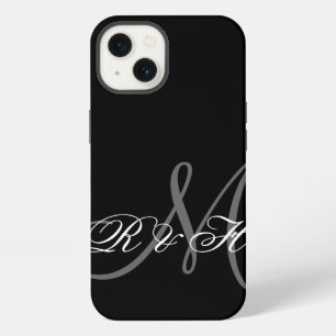 YOUR MONOGRAM INITIALS SIMPLE BLACK GREY iPhone CASE