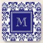 Your Monogram, Navy Blue Damask Pattern 2