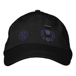 Your Monogram Scottish Thistle Scotland in Black Embroidered Hat