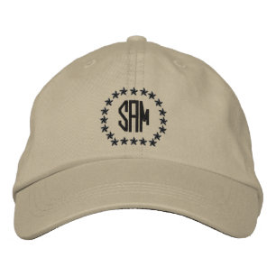 Your Monogram Up to 3 Letters Stars Embroidery Embroidered Hat