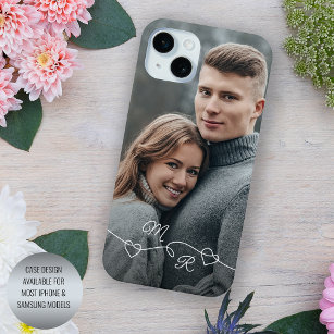 Your Monograms And Intertwined Love Hearts Case-Mate iPhone Case