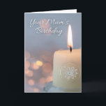 Your Mums Birthday Remembrance with Candle Card<br><div class="desc">A lit candle with silver floral accents and bokeh lights in the background is used to remember someone's mum on her birthday. Let friends know how much their mum has meant to you and others with this birthday remembrance paper greeting card. Special original verse written inside. Art, image, and verse...</div>