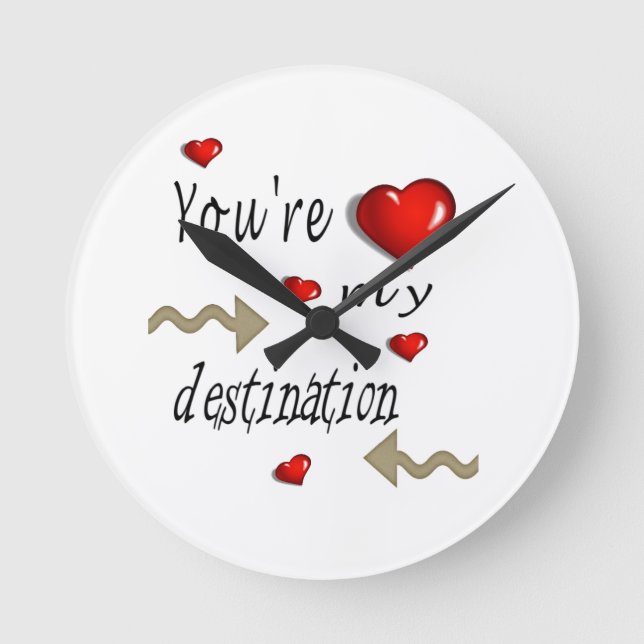 Your my Destination Red Hearts time Clock (Front)