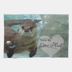 Your my Otter Half Brown River Otter Swimming Tea Towel