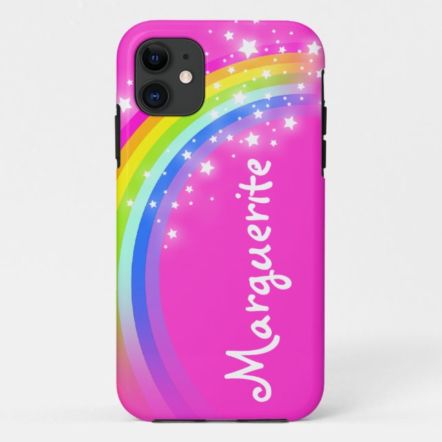Your name (10 letter) rainbow pink iphone case (Back)