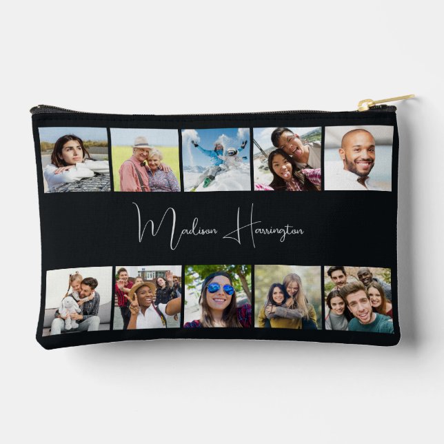 YOUR Name & 10 Photos Custom Accessory Pouch (Back)