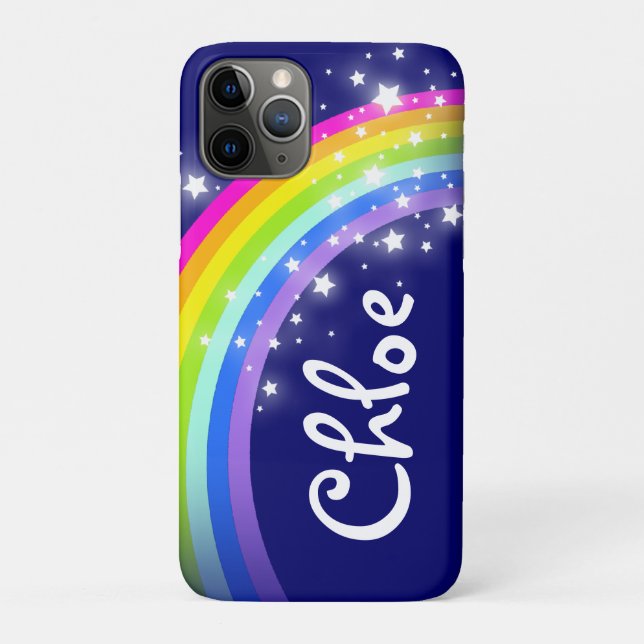 "Your name" (5 letter) rainbow on navy ipod case (Back)