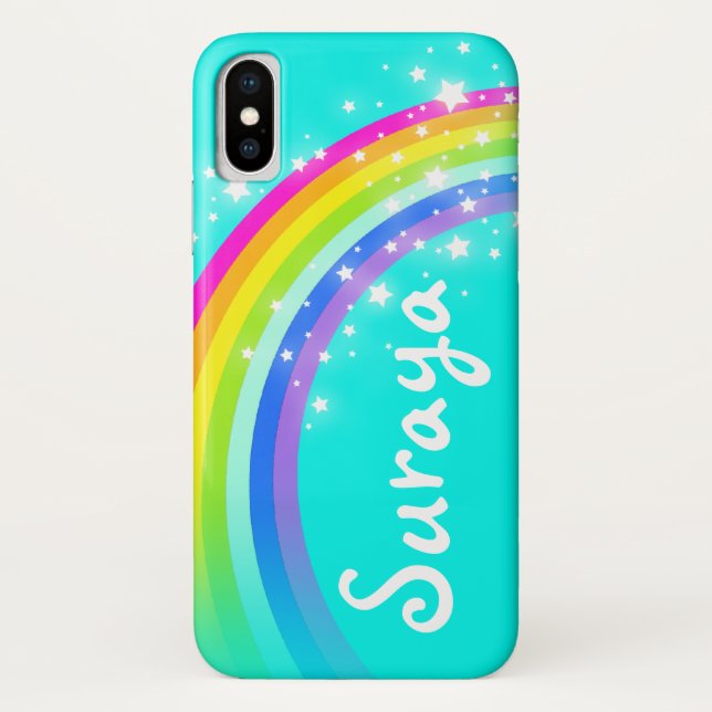 Your name 6 letter rainbow aqua iphone case (Back)
