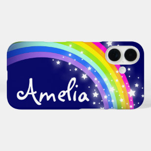 "Your name" (6 letter) rainbow on navy ipod case