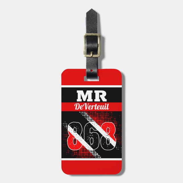 Your Name / 868 Dot Pattern Flag Luggage Tag (Front Vertical)