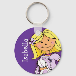 Your name 8 letter girls blonde purple keychain