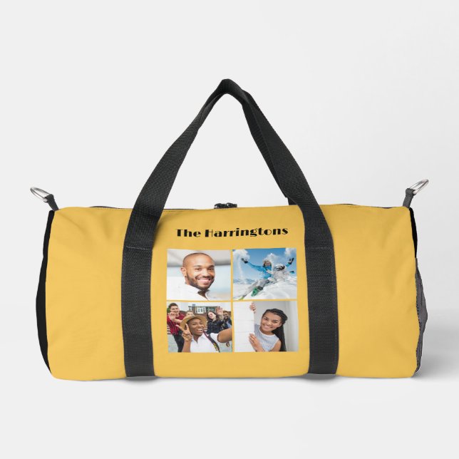 Your Name & 8 Photos Custom Colour Duffle Bag (Front)