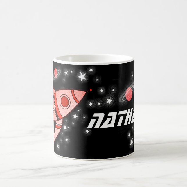 your name (9 letter) space red black kids mug (Center)