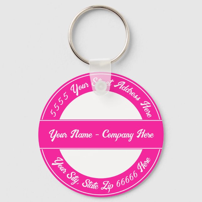 Your Name Address Custom Font and Colors Keychain (Front)