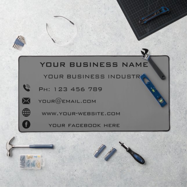 Your Name Address Info Custom Colours Business Desk Mat (Workstation)