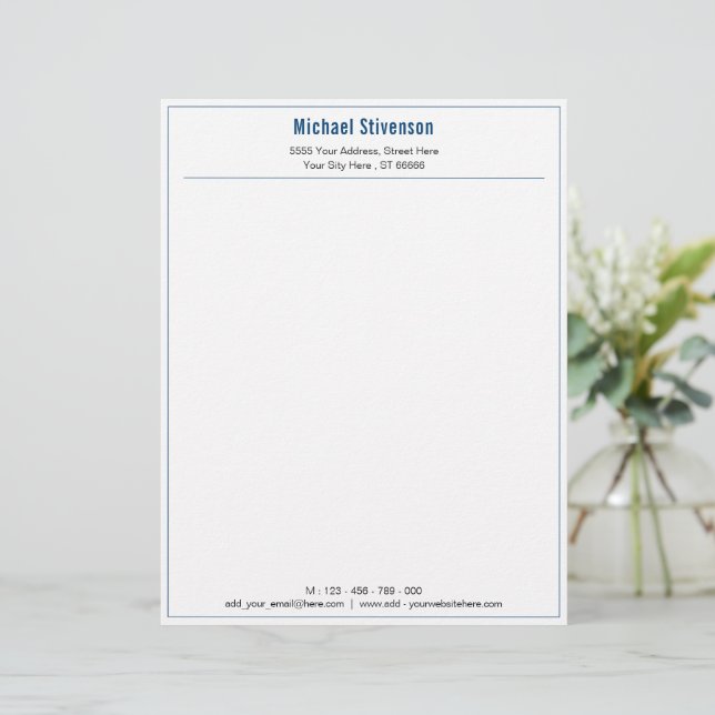 Your Name Address Info Personalised Letterhead (Standing Front)