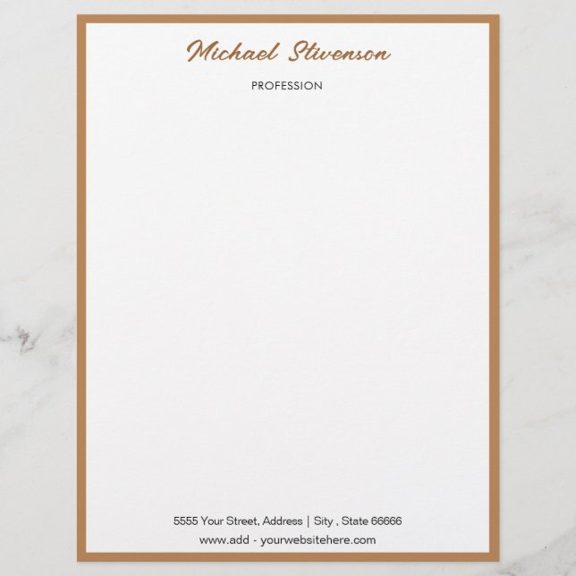 Your Name Address Website Gold Framed Letterhead (Front)