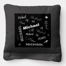 Your name and monogram custom pattern black