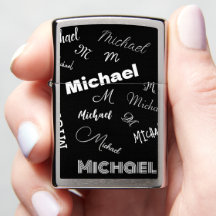 Your name and monogram custom pattern black