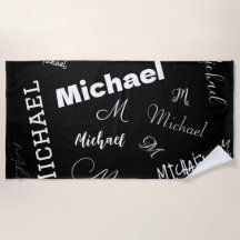 Your name and monogram custom pattern black