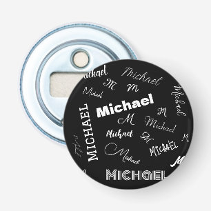 Your name and monogram custom pattern black bottle opener