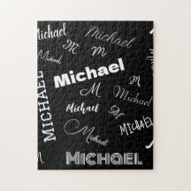 Your name and monogram custom pattern black
