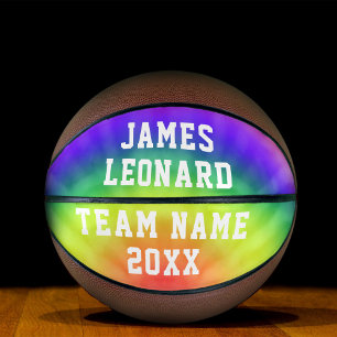 Your Name and Team Tie Dye Personalised Basketball