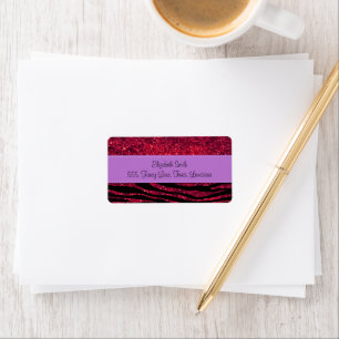 Your Name - Animal Print, Zebra, Glitter - Red Label