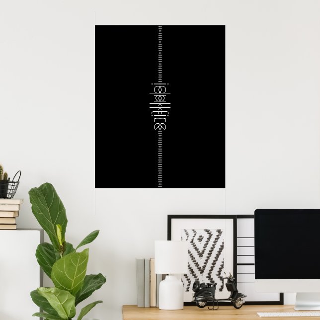 Your Name as Alien Glyphs Unique Black Poster (Home Office)