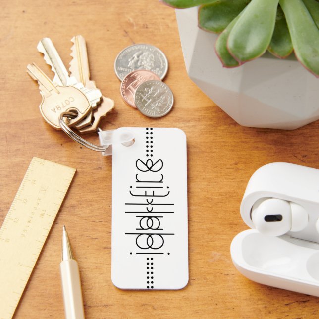 Your Name as Alien Glyphs White Key Ring (Desk)