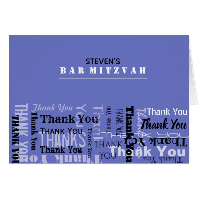 YOUR NAME Bar Bat Mitzvah Thank You Card (Front Horizontal)