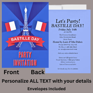 Your Name, Bastille Day July 14th French Party Invitation