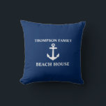 Your Name Beach House Anchor Blue Cushion<br><div class="desc">Your Name Beach House Anchor Blue Throw Pillow Cushion.</div>