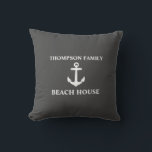 Your Name Beach House Anchor Grey Cushion<br><div class="desc">Your Name Beach House Anchor Grey Throw Pillow Cushion.</div>