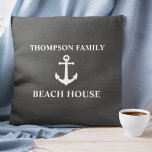 Your Name Beach House Ball Anchor Ash Grey Cushion<br><div class="desc">Your Name Beach House Ball Anchor Ash Grey Throw Pillow</div>