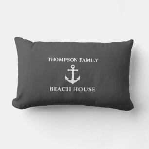 Your Name Beach House Ball Anchor Ash Grey Lumbar Cushion