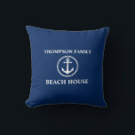 Your Name Beach House Sea Anchor Blue Cushion<br><div class="desc">Your Name Beach House Sea Anchor Blue Throw Pillow Cushion.</div>
