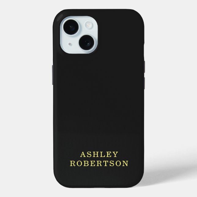 Your Name Black Professional Stylish Minimalist Case-Mate iPhone Case (Back)