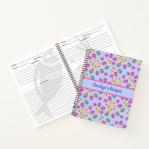 Your name, blue, recipe book, cupcakes notebook