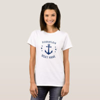 Your Name & Boat Vintage Anchor Stars Blue & White